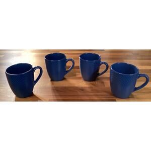 Royal Norfolk 4.5” Blue Ceramic Coffee Mugs Cups Set Of 4